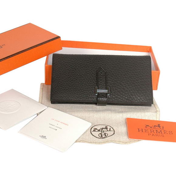 High Quality Hermes Bearn Japonaise Original Leather Wallet H8022 Black Fake - Click Image to Close